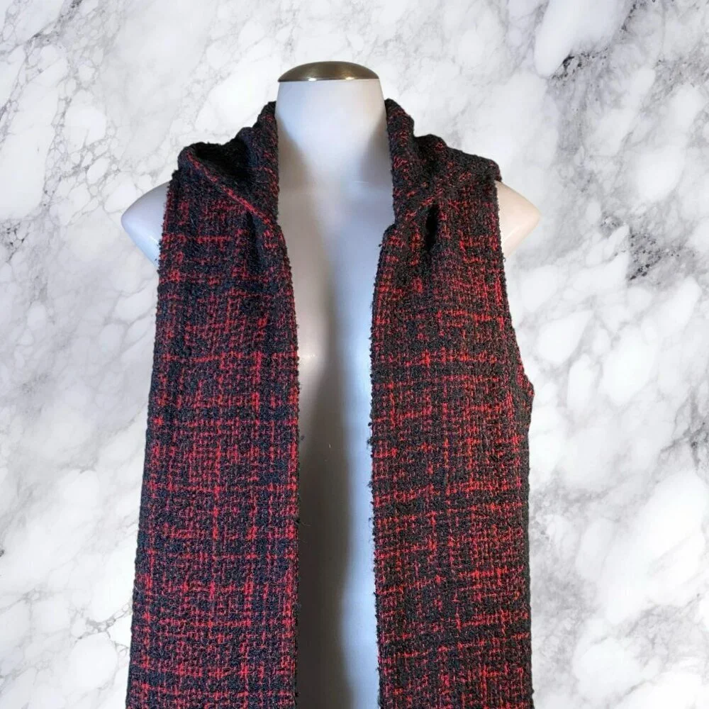 BCBGeneration Gigi Boucle Tweed Vest in Red/Black Combo